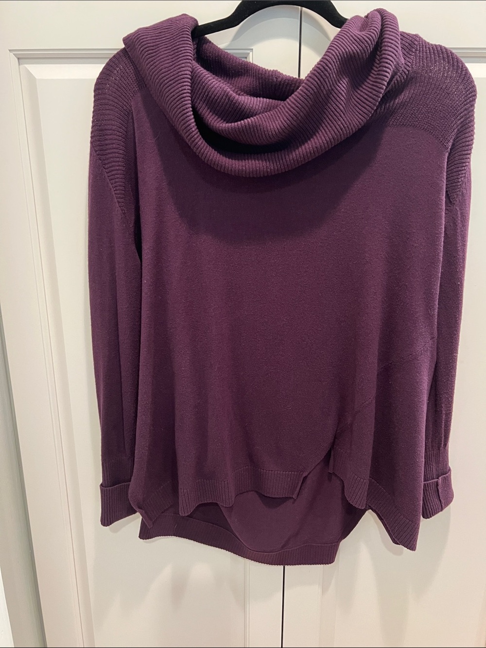 525 America Cowl Neck Sweater in Deep Plum cotton, and Kashmir, Small